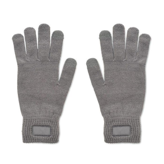 Gants tactiles promotionnels tricotés en rPET Handnit gris pierre